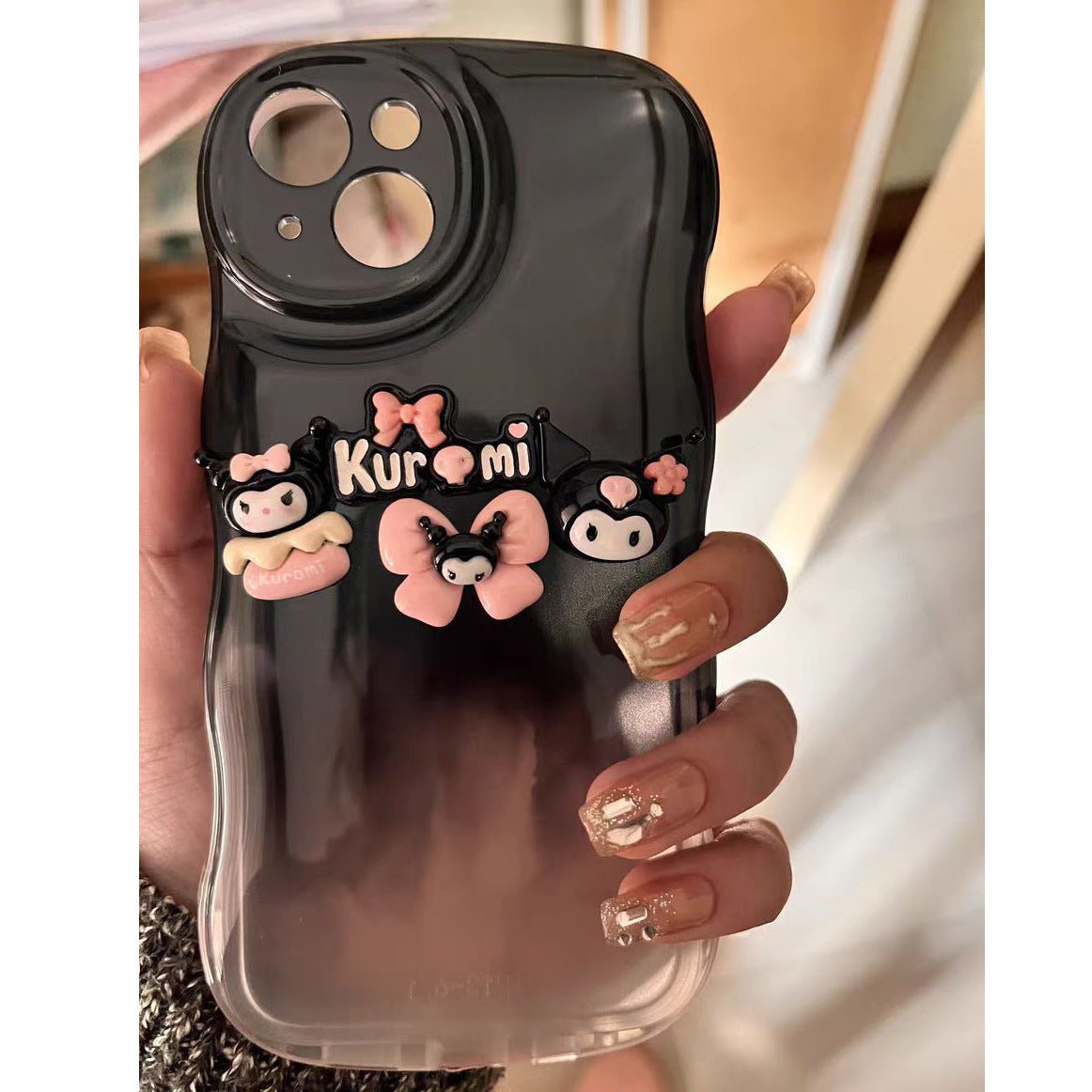 Glossy Cartoon Resin Accessories Phone Case Charger Transparent DIY Accessories Black Ornaments Handmade Kuromi Secondary image