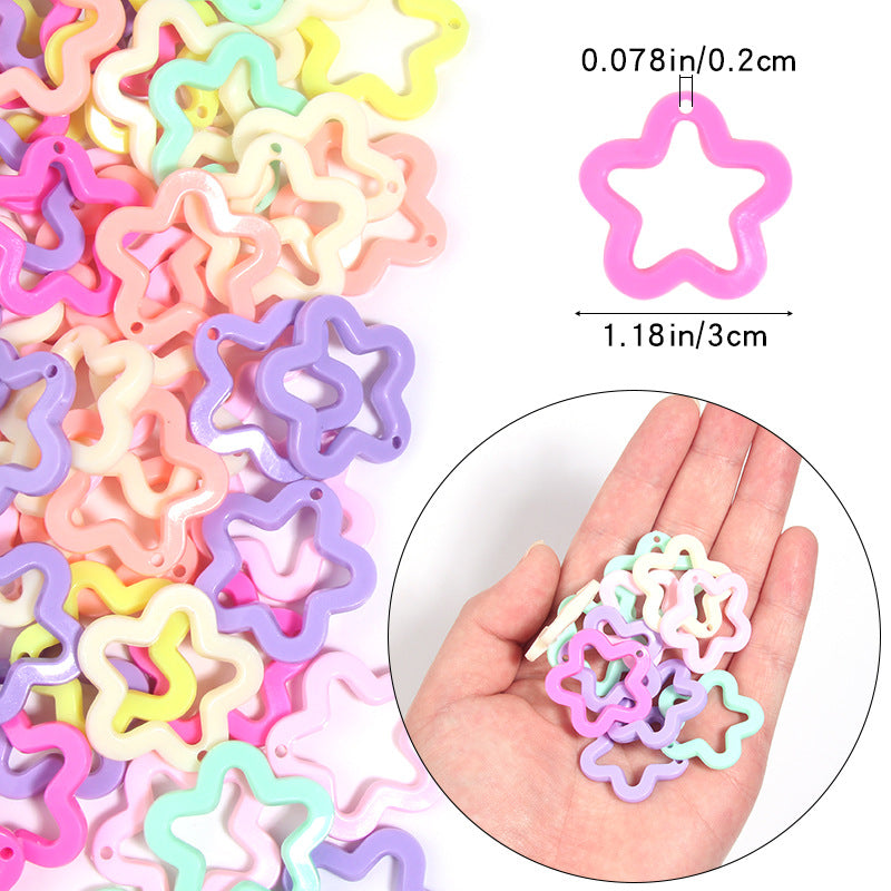Acrylic colorful hollowed-out large-hole pentagram flower pendant with holes diy Pendant, bracelet, jewelry accessories Secondary image