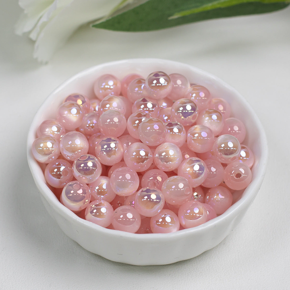 8mm Resin cat-eye liquid sand imitation cat-eye round beads electroplated through-hole loose beads diy Bracelet accessories Secondary image