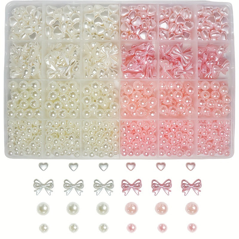 Bowknot Heart Beads diy Accessory materials: bracelet loose beads diy Handmade Necklace Bead Set Secondary image