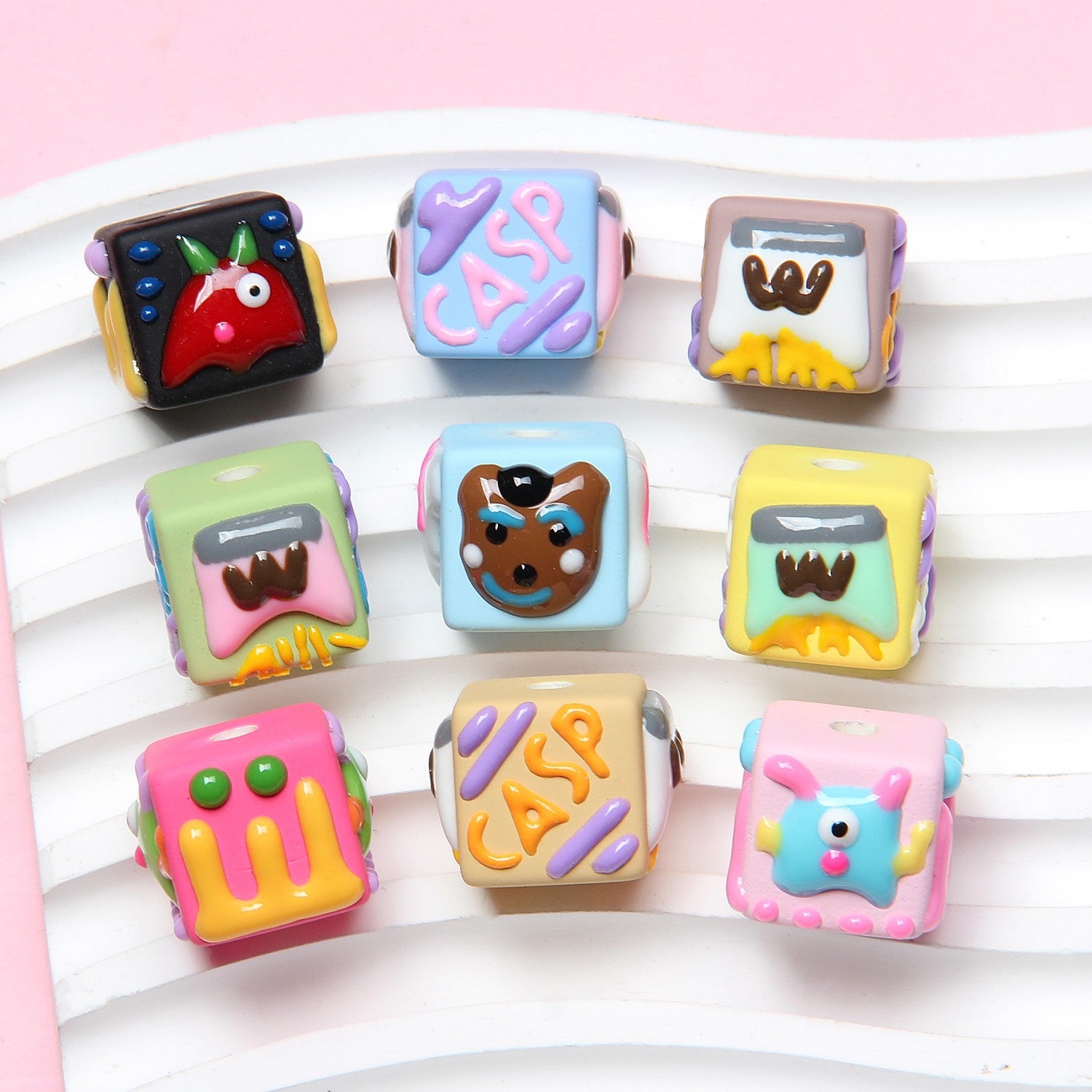 Beaded Loose Beads Cartoon Block Hand-painted Beads DIY Mobile Phone Chain Car Hanging Material Secondary image