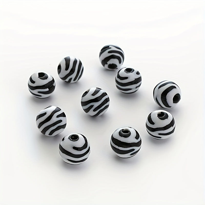 10-12mm Zebra pattern acrylic beads DIY Loose bead bracelet pendant accessories Secondary image