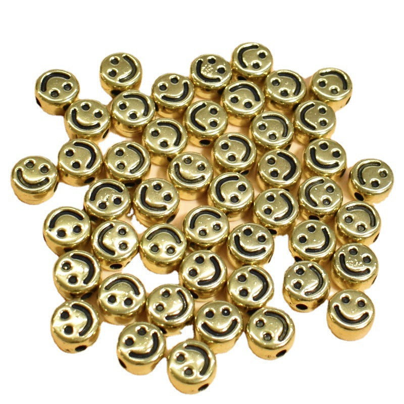 7-10mm gold Smiley Face Mixed Color Acrylic Beads DIY Loose bead bracelet pendant accessories Secondary image