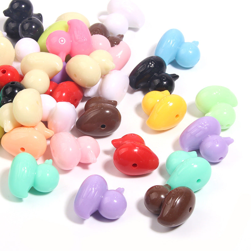 10Piece/Bag Acrylic colorful cartoon duck vertical hole beads diy Children's Educational Little Yellow Duck Bracelet Accessories Secondary image