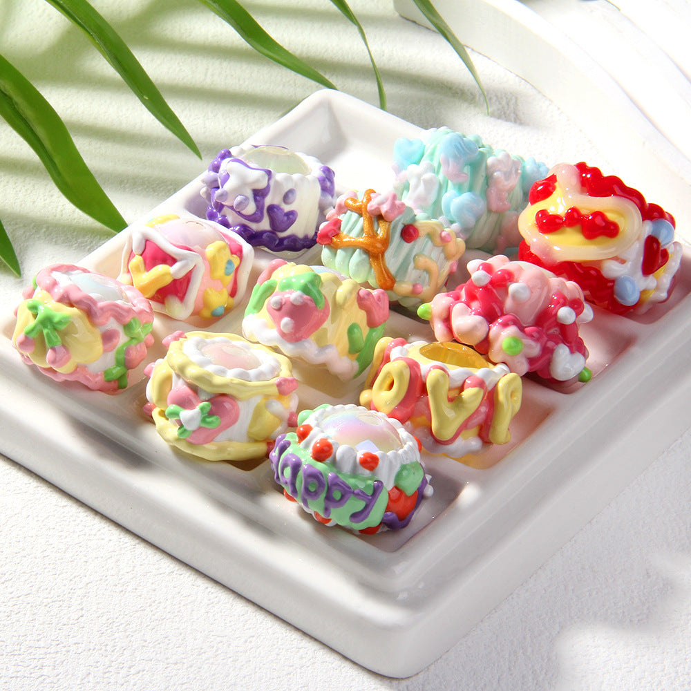 Heavy Oil Hand Painted Beads diy Phone Chain Beads Mixed Style Handmade Loose Beads oil beads Keychain Beads Secondary image