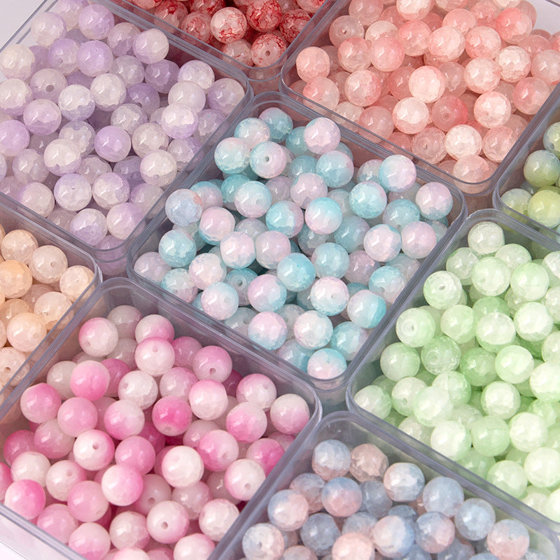 Crushed jade beads, crushed glass beads diy Fashion accessories: chalcedony loose beads bracelet with burst and ice-crack beads Secondary image