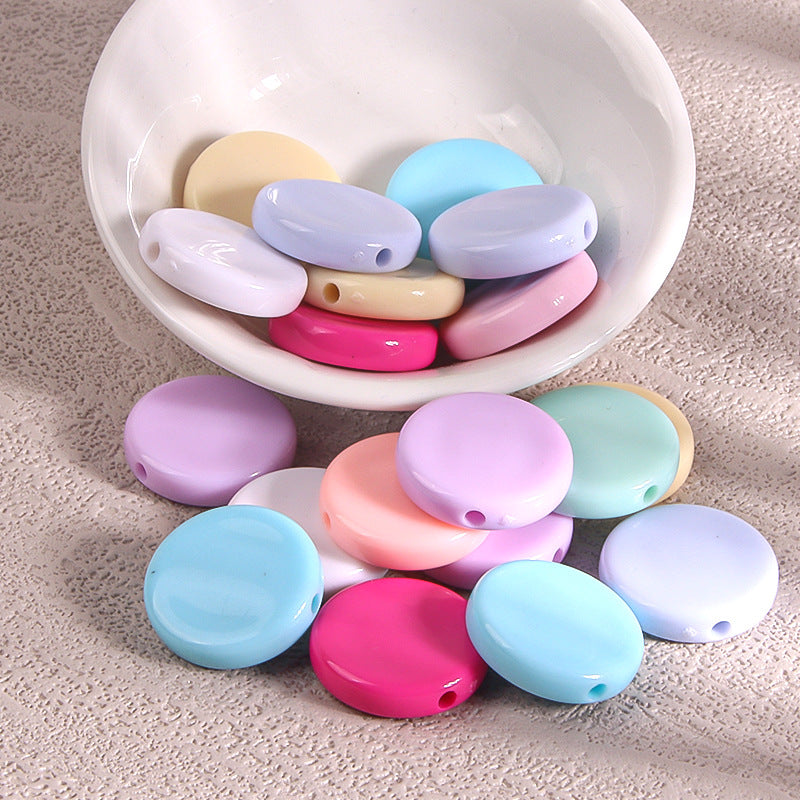 Acrylic macaron-colored large flat round beads with straight holes for stringing diy Bracelet and jewelry accessories Secondary image
