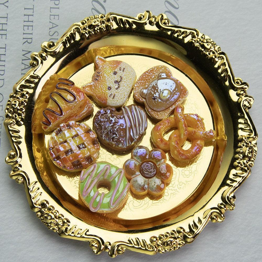 Resin electroplated through-hole cartoon food toy bread toast shaped loose beads diy Bracelet accessories Secondary image