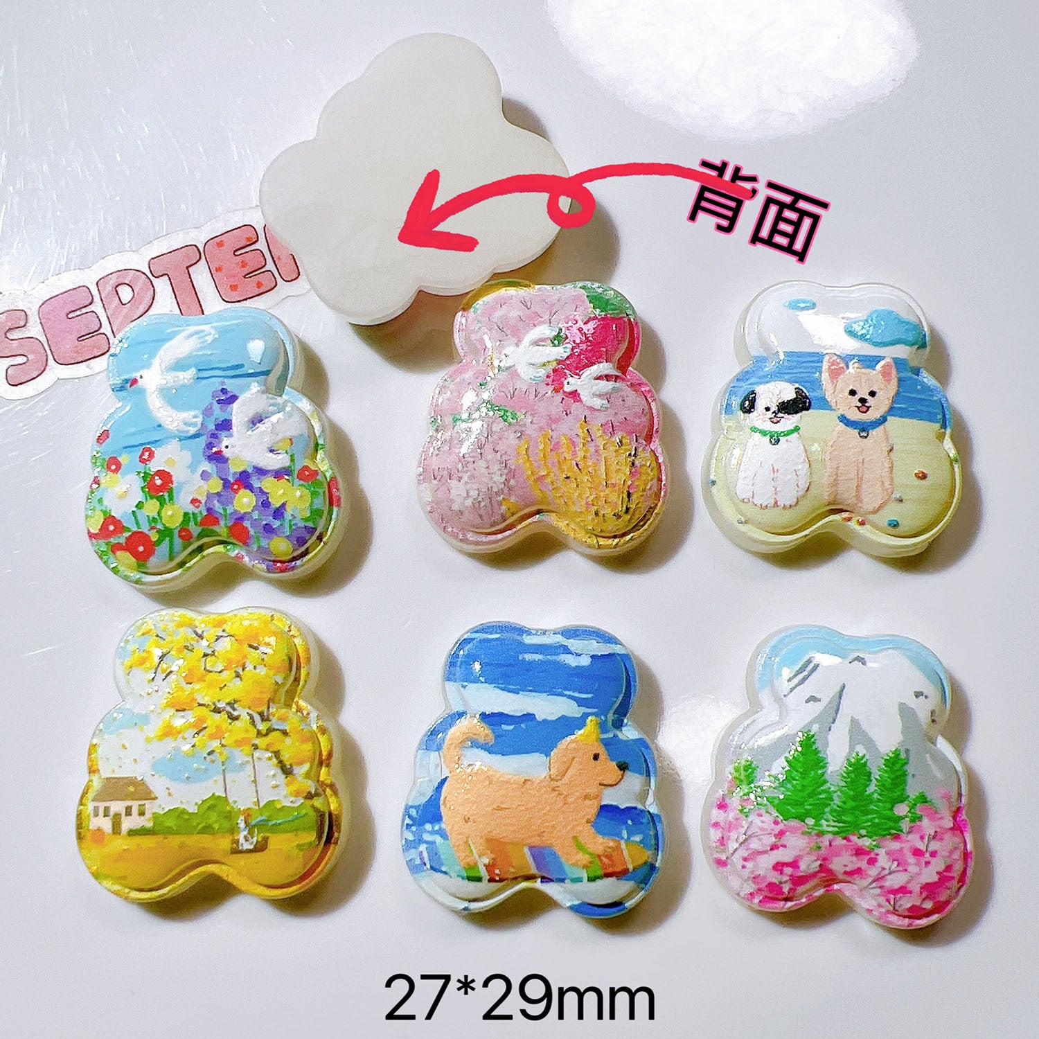 Acrylic accessories, handmade materials, shoe embellishments, base materials, cream glue, accessories, children's hair clips, elastic bands, embossed white dove bear Secondary image