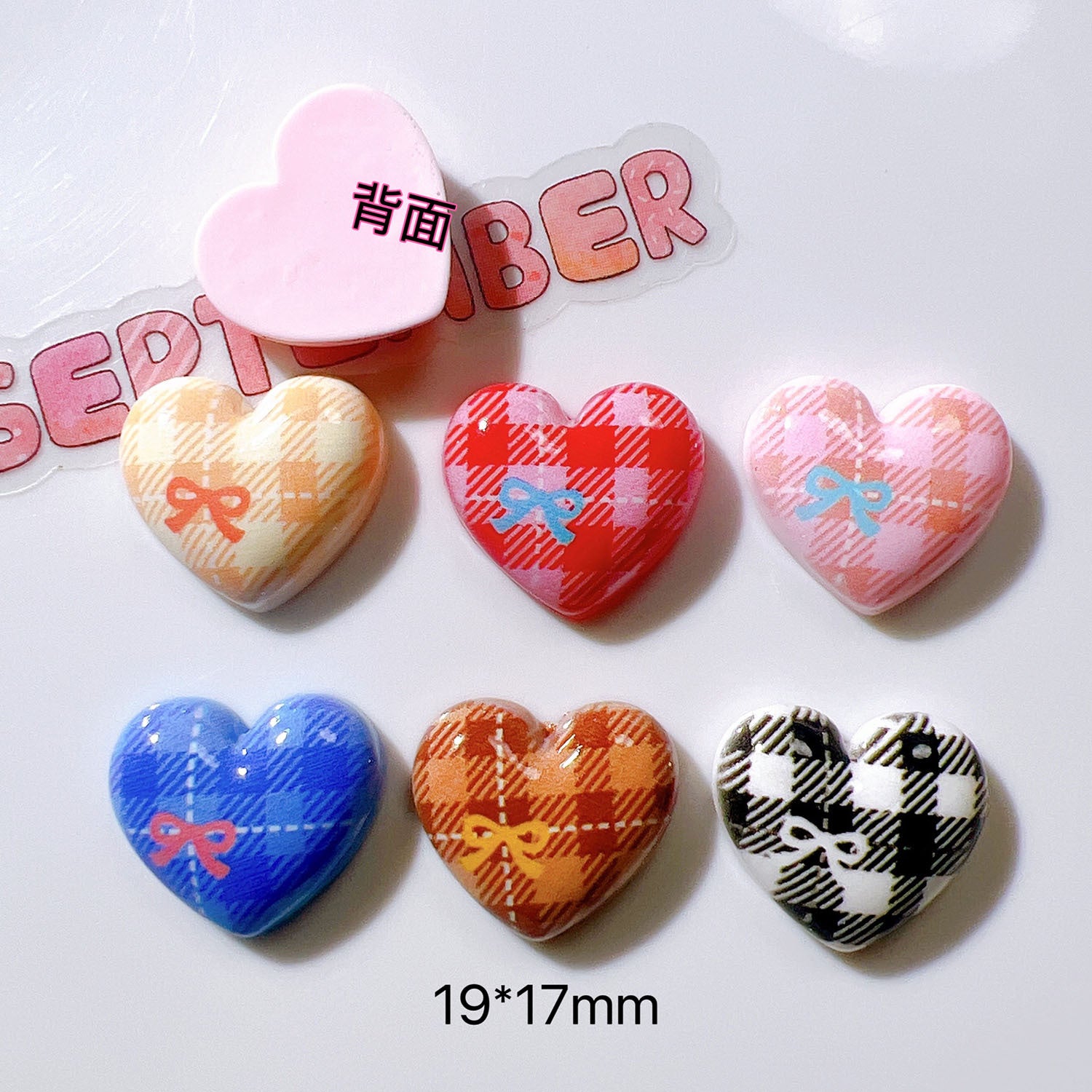 Resin diy Accessory Phone Case diy Hair accessories, earrings, cream glue accessories, earrings, headwear, shiny plaid heart Secondary image