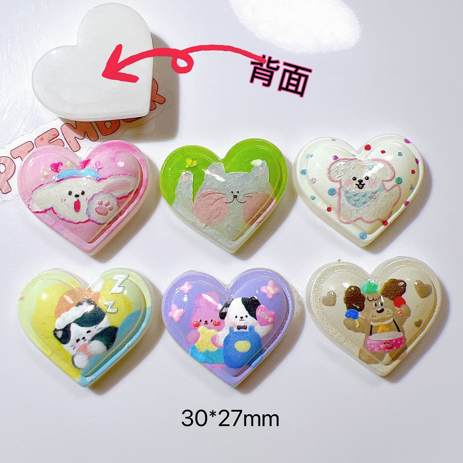 Acrylic accessories, handmade materials, shoe embellishments, base materials, cream glue, accessories, children's hair clips, elastic bands, embossed hearts and animals Secondary image