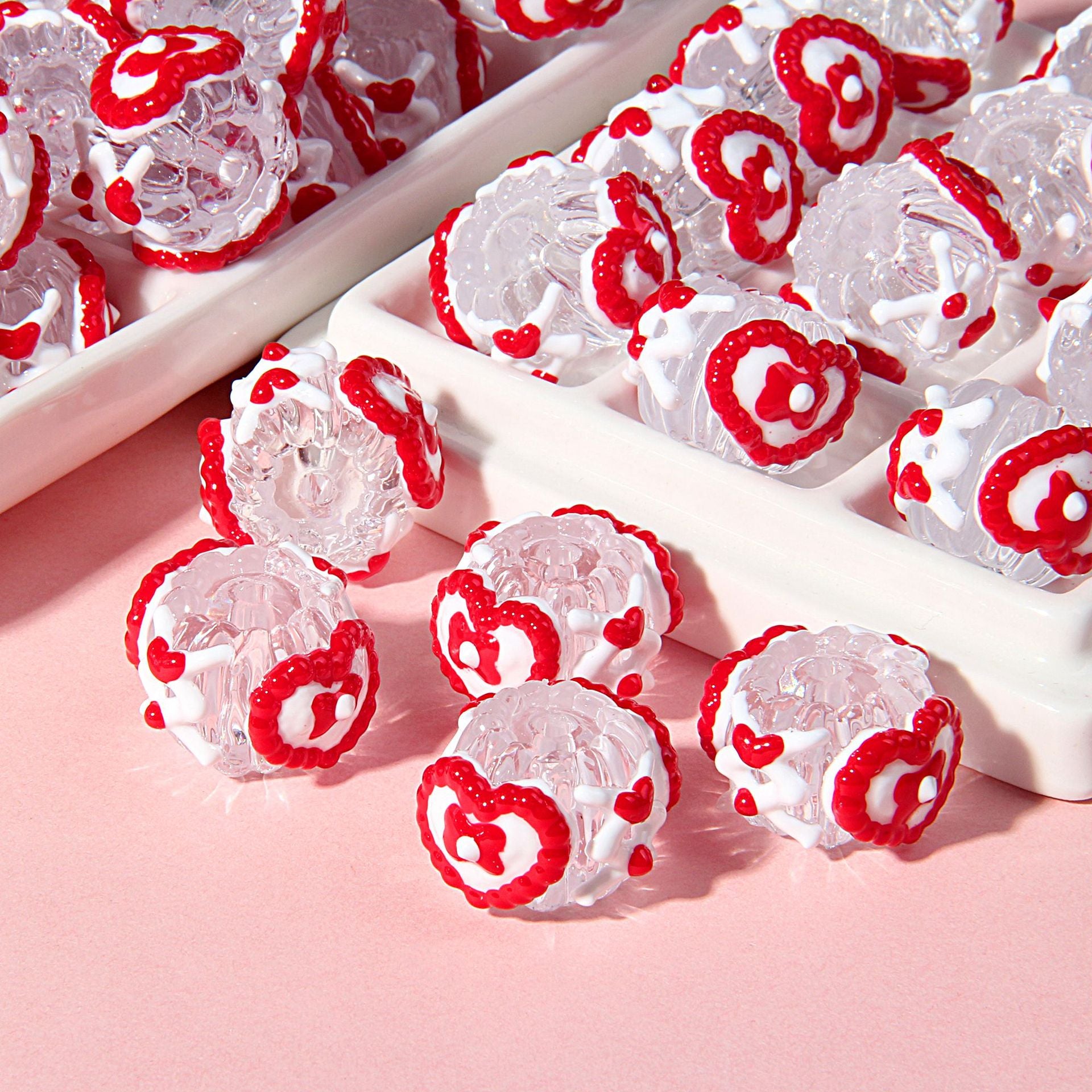 Big Red Hand-Painted Beads diy Beaded Phone Chain Beads Bulk diy Beaded Handmade Loose Beads Secondary image