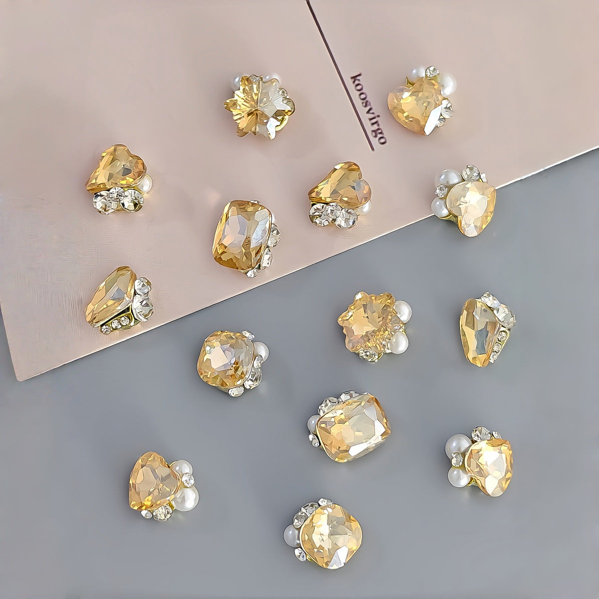 Champagne-colored rhinestone nail art accessories, super shiny pigeon egg heart-shaped axe-shaped rhinestones, light luxury accessories for nail salons Secondary image