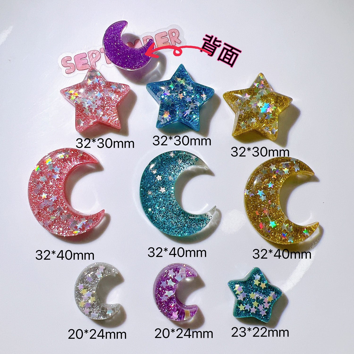 diy Craft materials: shoe buckles, hats, cream glue patches, glitter sequins, pentagrams Secondary image