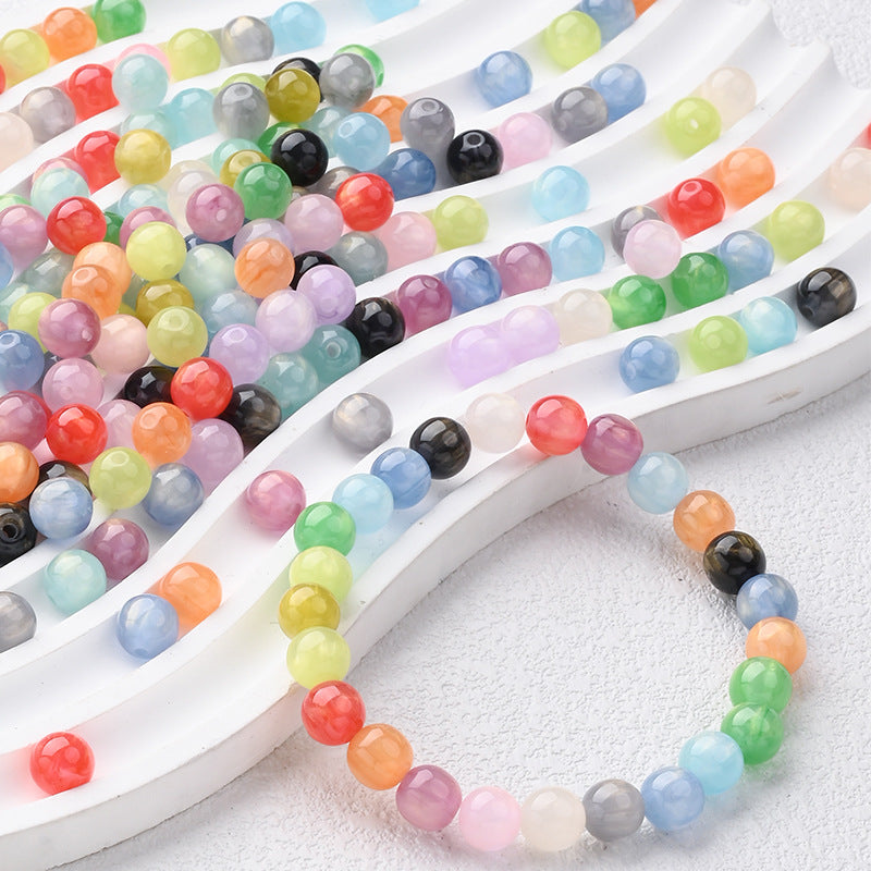 Jelly-colored translucent gold resin round beads, loose beads for handmade beaded bracelets and necklaces, semi-finished bead jewelry accessories Secondary image