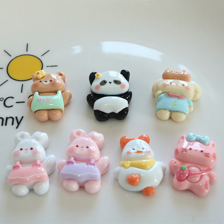 Glossy Cartoon Resin Small Accessories Panda Duck Children's Hair Clip Material Storage Box Patch Nan 8 Secondary image