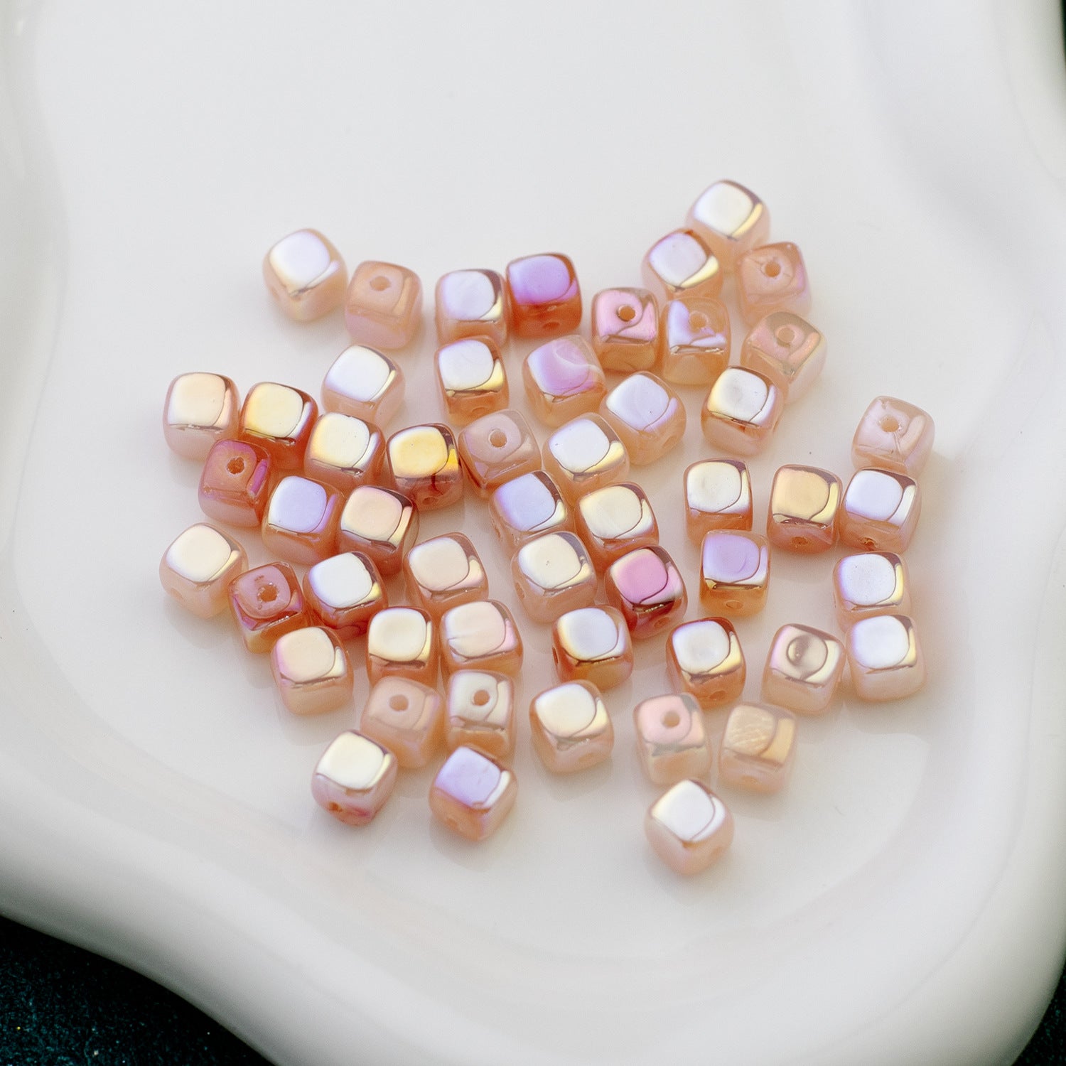 K7Lengyue Nishang Rose Square Beads High-Gloss Electroplated Through-Hole Straight Hole Loose Beads for Handicrafts diy Phone chain beads Secondary image