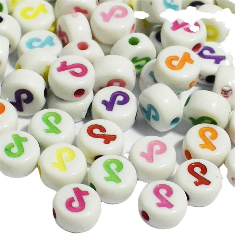 7mm Musical Note Letter Round Beads Acrylic Beads DIY Loose bead bracelet, phone chain, pendant accessories Secondary image