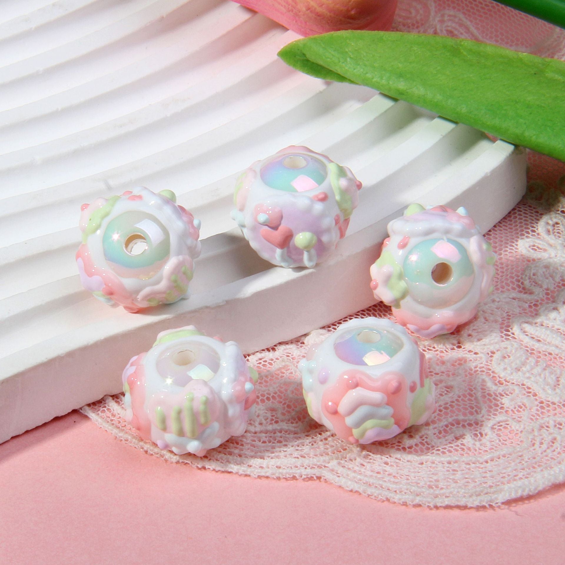 Hand-painted Heavy Oil Beaded Bracelet Accessories Phone Chain Beaded Mixed Style diy Ornament Material beads Secondary image