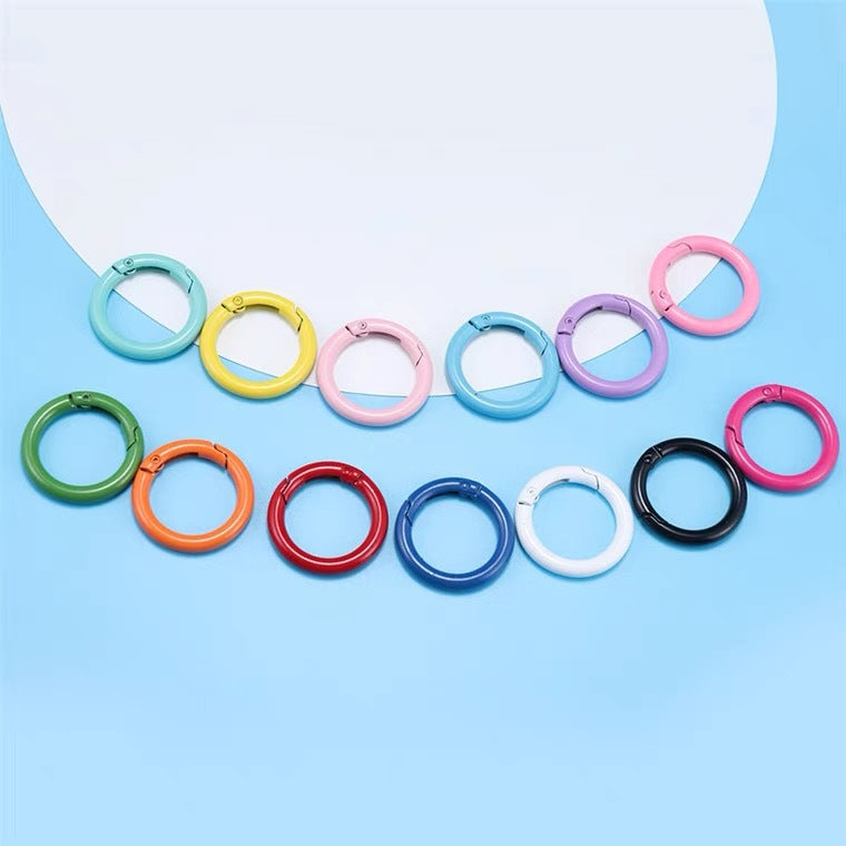 DIY Ornament Accessories 24mm Metallic painted colorful spring ring keychain mobile phone hook Secondary image